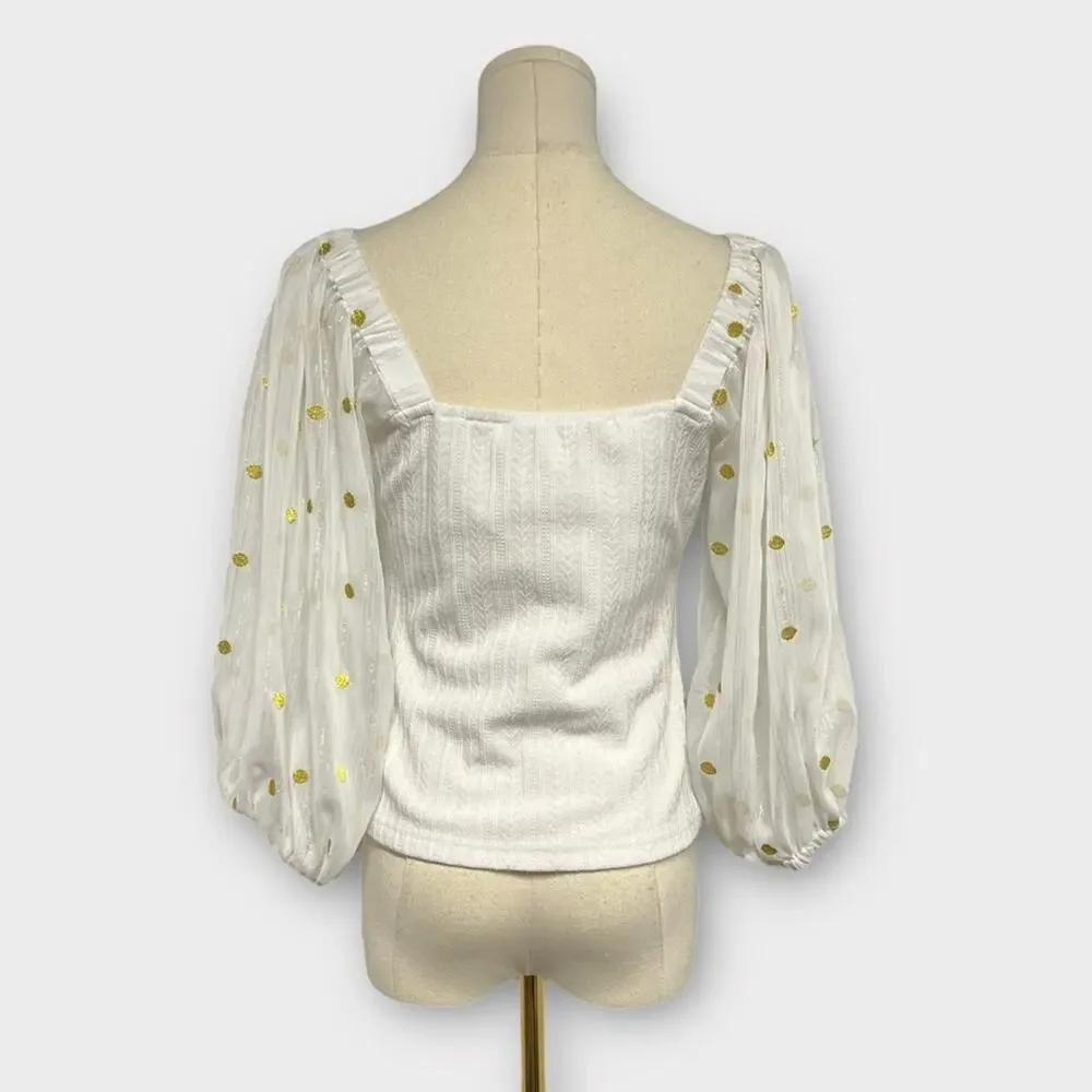 Anthropologie Hutch Mixed Media Metallic Top Size Medium